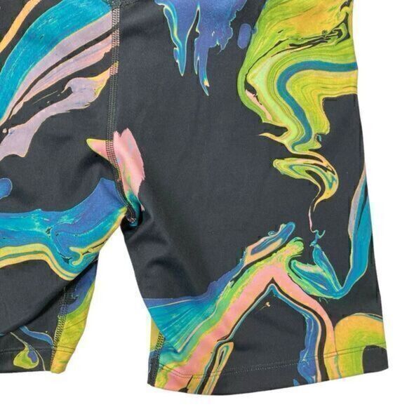 Nike Dri Fit Shorts Womens Small Black Blue Tight Fit Running Pull On Bike Short - Picture 8 of 12